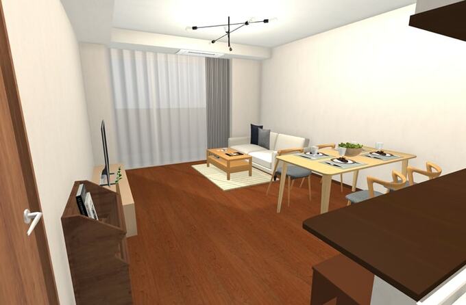 ラグを敷いただけでリビングダイニングがおしゃれに