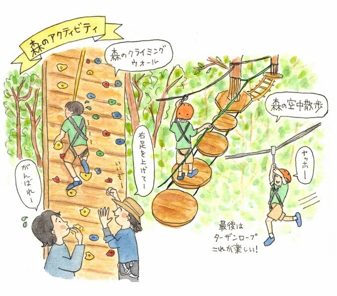 森のクライミングウォールイラスト