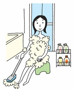 体を洗うときに使うボディソープで洗い場の床掃除