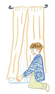 窓の下にタオルをセット。ふいたあとは自然乾燥で