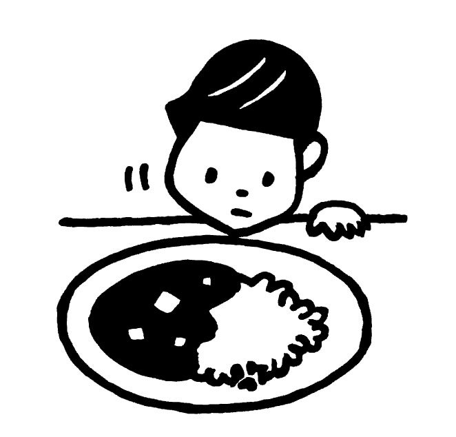 料理の前に子ども