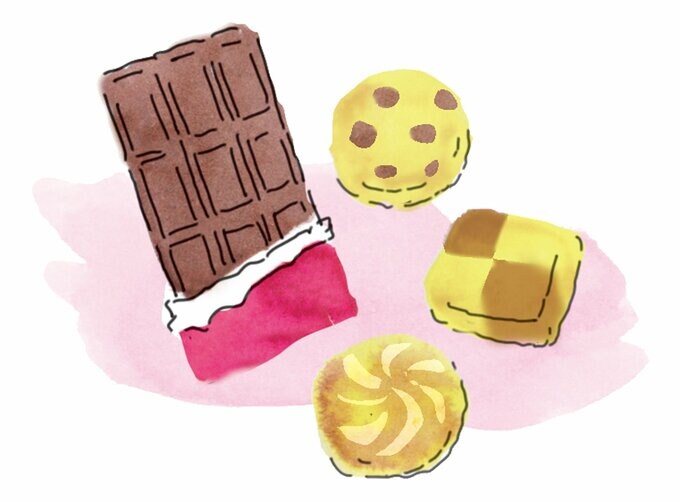 板チョコとクッキーのイラスト