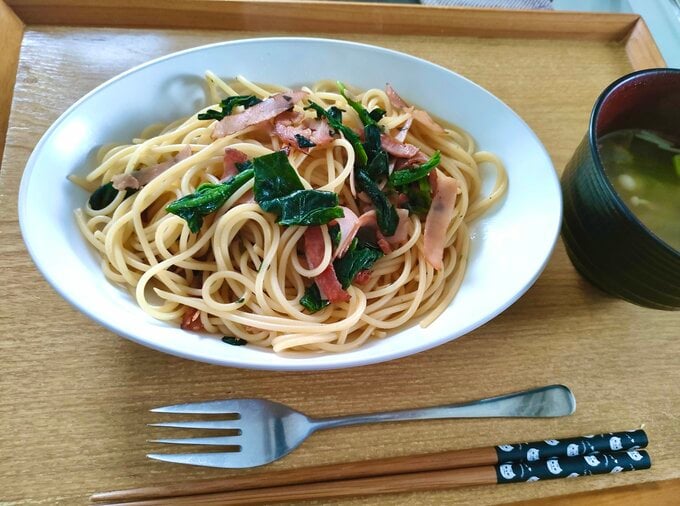 和風パスタ+スープのランチ