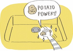 ジャガイモの皮でシンクを磨く