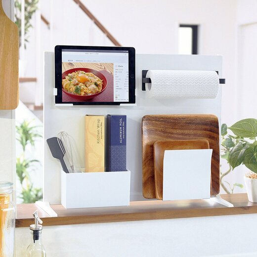 マグネットがくっつく 自立するキッチンパネル ホワイト