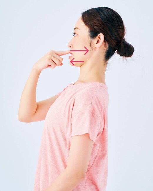 しゃくれ人中引きストレッチ