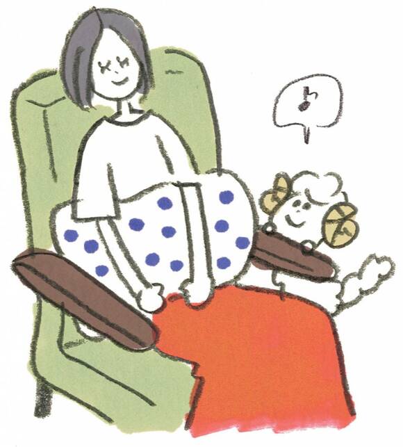 イラスト女性イスで眠る