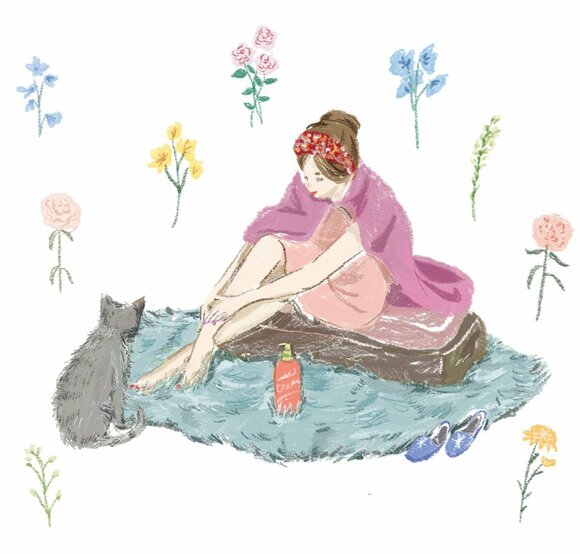 イラスト女性　植物