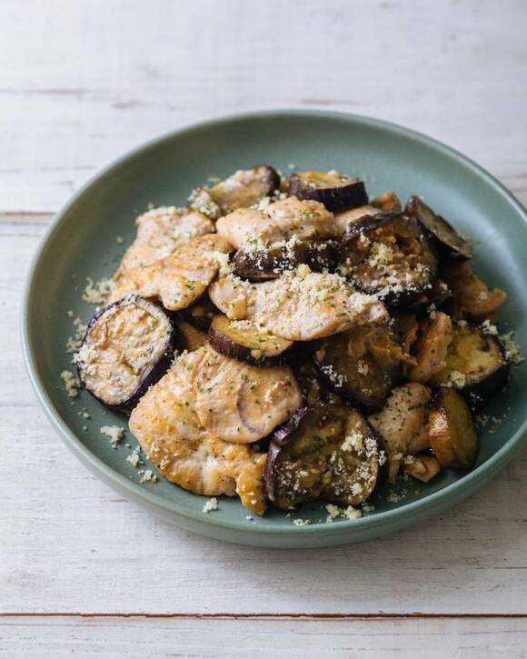 鶏胸肉とナスのみそチーズ焼き