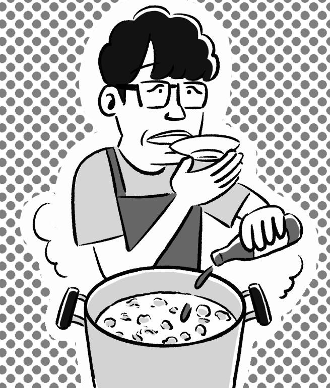 味見する飯尾さん