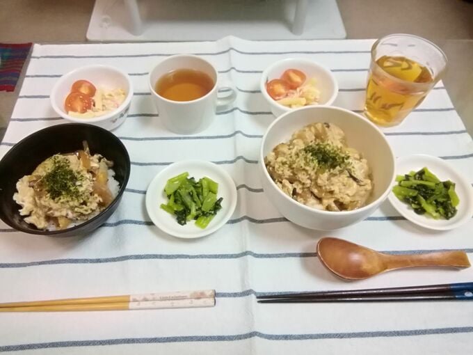  親子丼の夕食