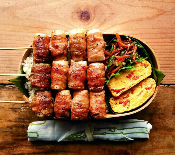 #ネギの豚バラ巻き弁当