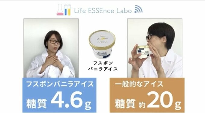 フスボンバニラアイスと一般的なアイスの糖質比べ