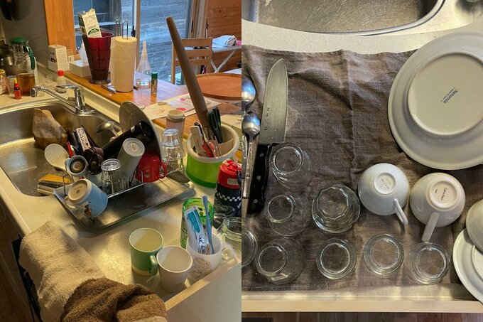 水切りカゴありとなしの状態