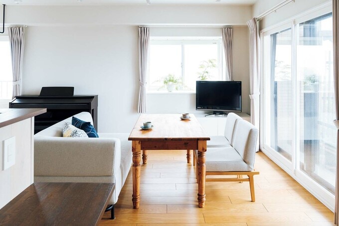 兼用のダイニングとリビング