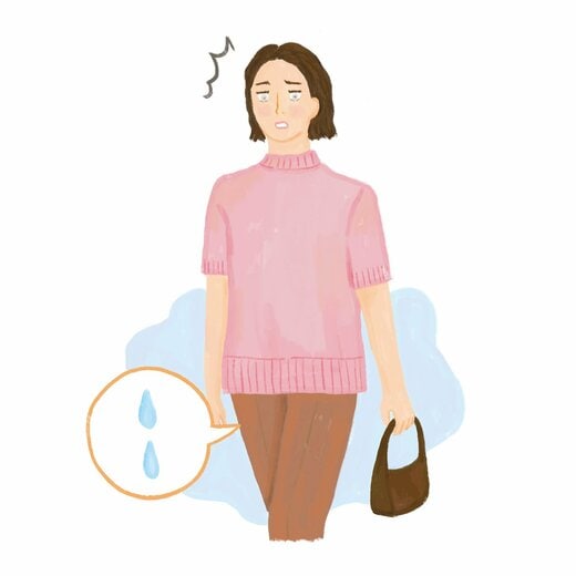 尿漏れに悩む女性イラスト