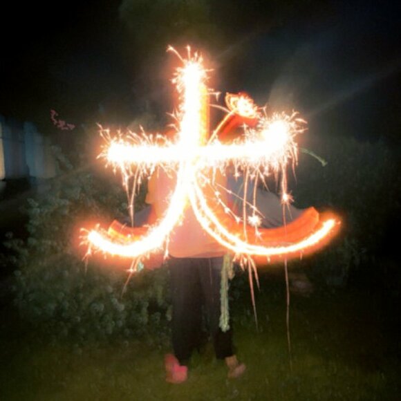 花火で「犬」を書く