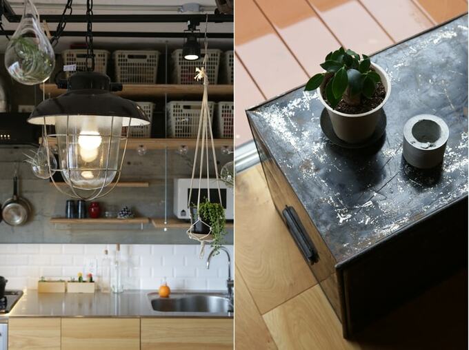 アクセントのグリーンとランプ