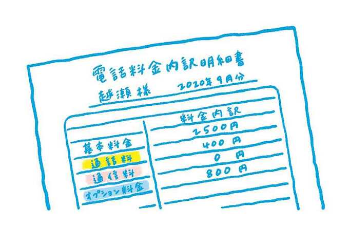 イラスト電話料金明細書