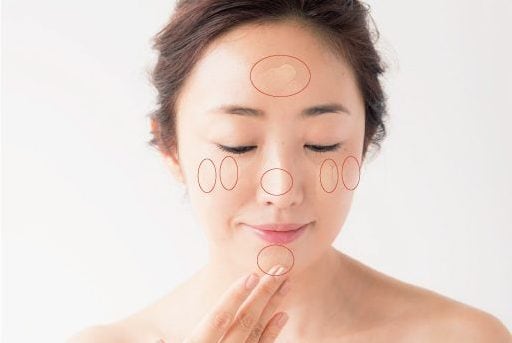 顔の5か所に点おく