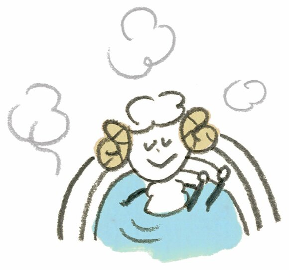 ひつじがお風呂に入っているイラスト