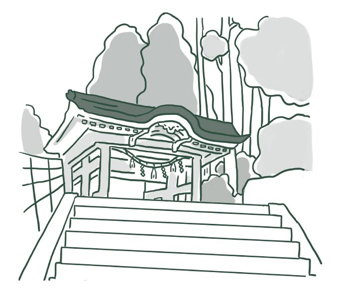 登山口や山頂の神社に参拝を