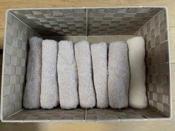 収納されたフェイスタオル