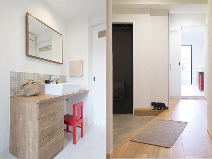 タイル貼りの玄関