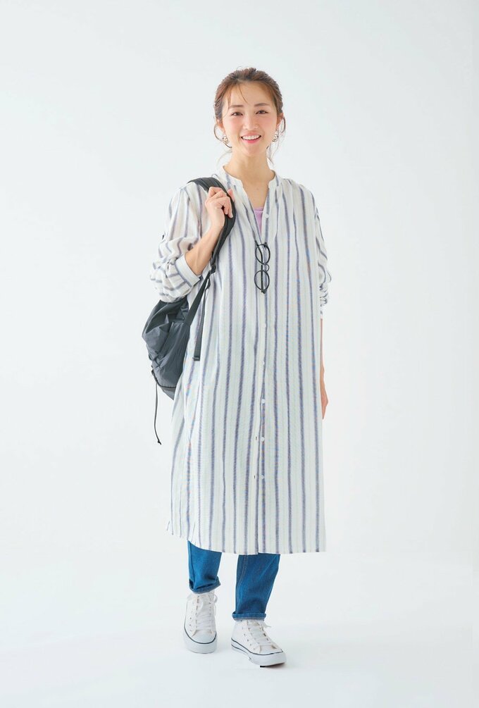シューラルーのシャツワンピースを使ったコーディネート