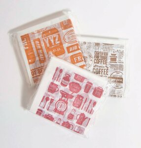 ペーパーナプキン50P カフェロゴ、トラベル 赤、薄茶(各25×25cm)