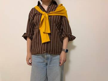 40代からのGU「肩掛けに最適なカットソー」2つ。ストールよりラクにあか抜ける