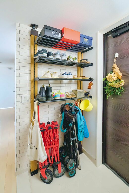 突っ張り棒で作った靴棚