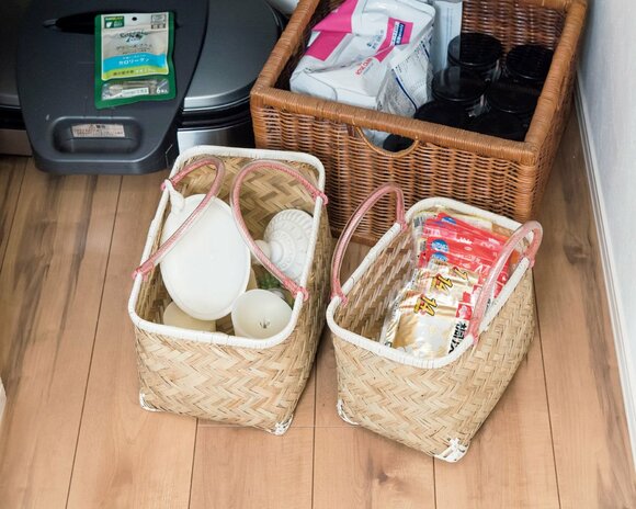 季節ものはカゴにまとめて 翌シーズンまで待機