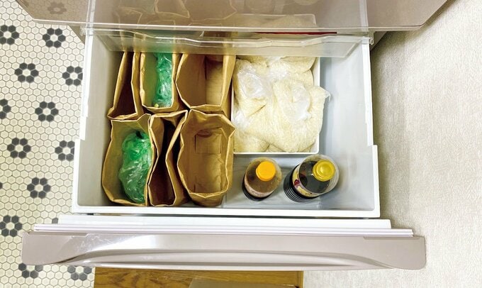 野菜室米と調味料、あき袋