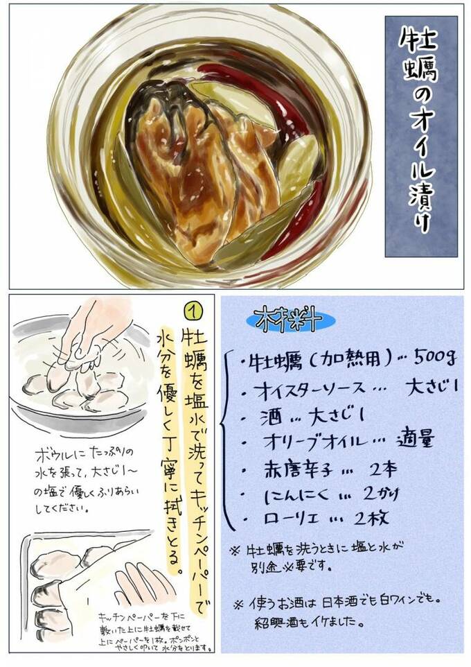 牡蠣のオイル漬けのつくり方