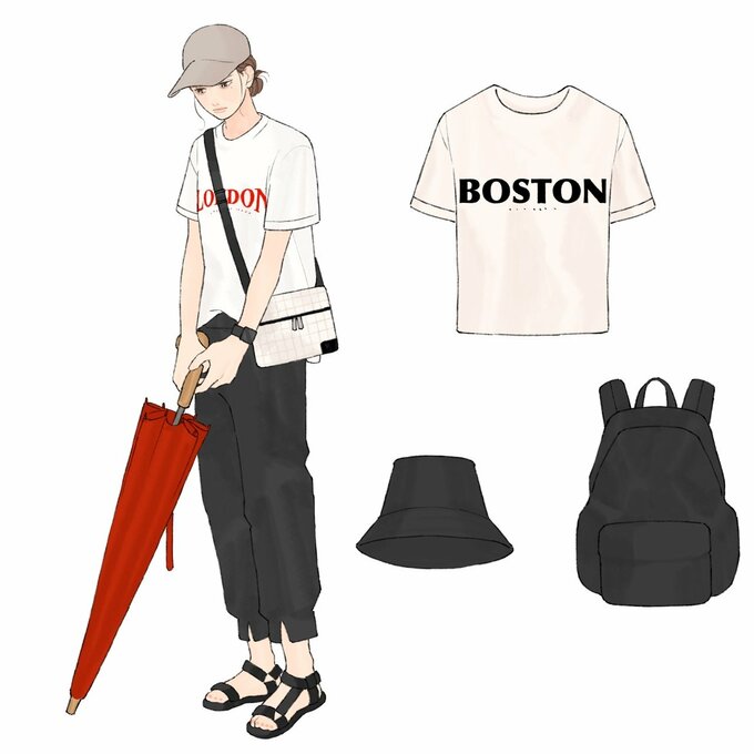 雨の日の買い物コーデ