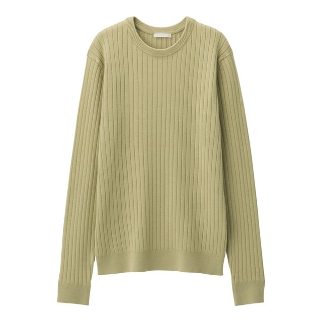 リブクルーネックセーター