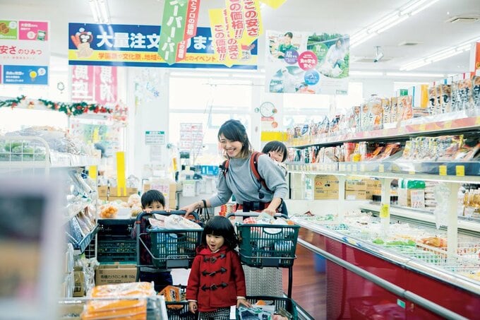 母子4人でお買い物
