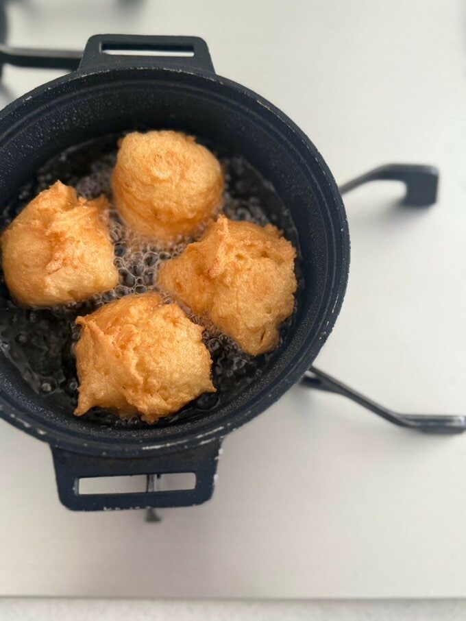 揚げているところ