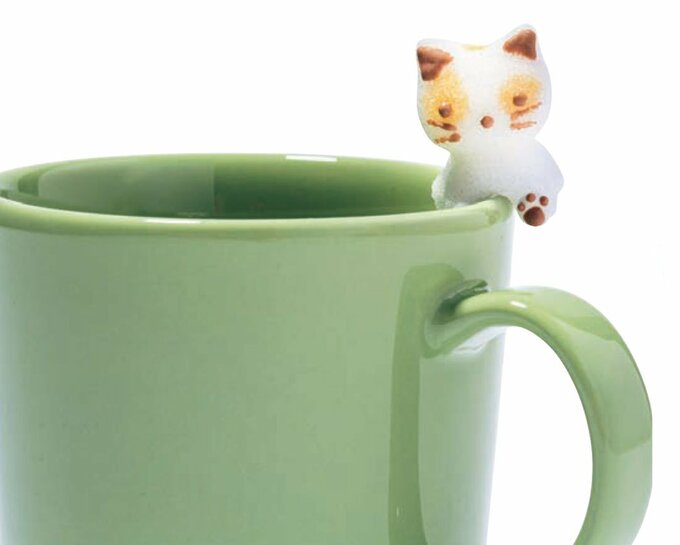 緑のカップに猫