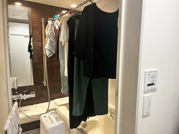 お風呂で洗濯物