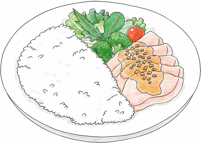 イラスト半分おかず半分ご飯