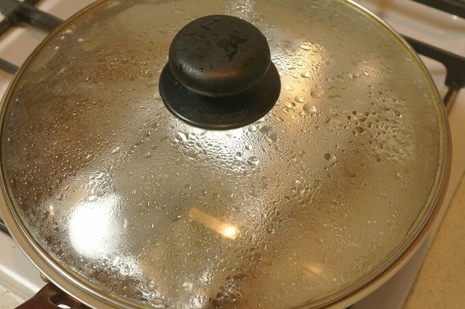 フタをして加熱