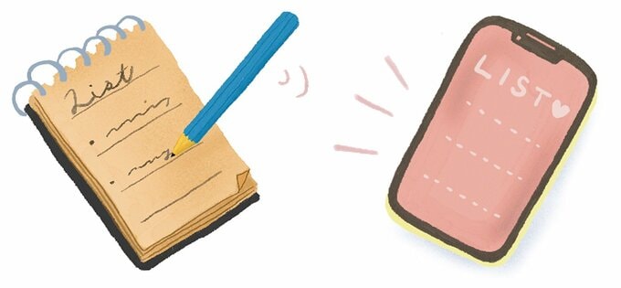 メモ帳やスマホにリストアップしているイラスト