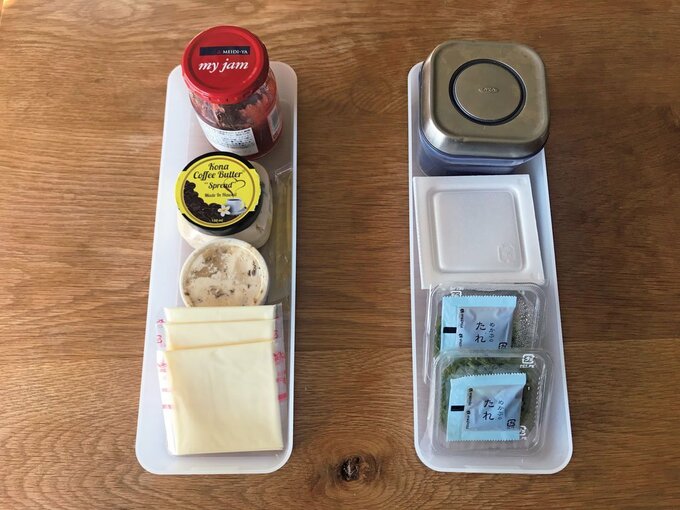 トレーにジャムや納豆など