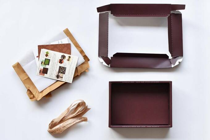 茶色の箱を平らにした様子