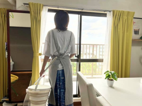 窓掃除の準備