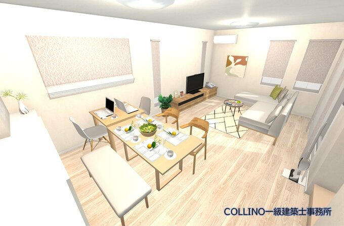 ヒジのないL字型のソファの配置after