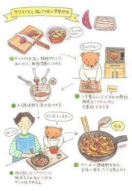 お芋掘り後のレシピ。子どもが喜ぶ「サツマイモと豚肉の甘辛炒め」＜Tamyのおいしいもの手帖＞