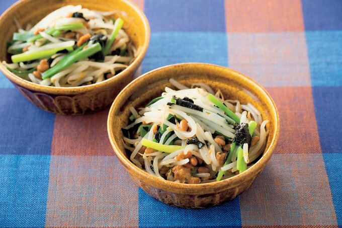 モヤシとネギの納豆あえ